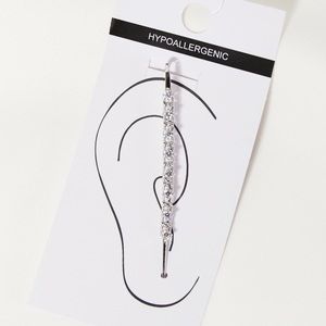 Hypoallergenic Decorative Rhinestone Ear Cuff Earring in Silver